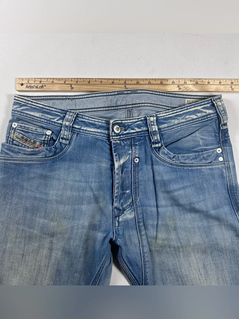 Diesel Timmen Jeans Mens Fits: 34x33 Blue Regular Straight Leg Made Italy 008GI
